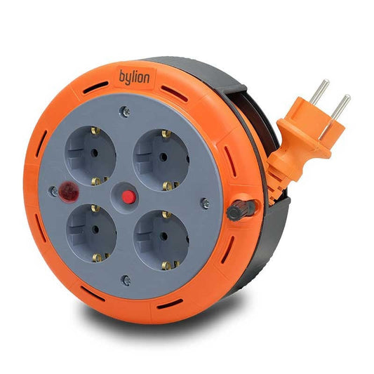 Kompaktni kasetni navijajući produžni kabel, 5m kabel sa 4 utičnice IP20 + termalni osigurač + dječja zaštita, 3x1mm2, Francuski tip (kolčić), PHE-05310-E