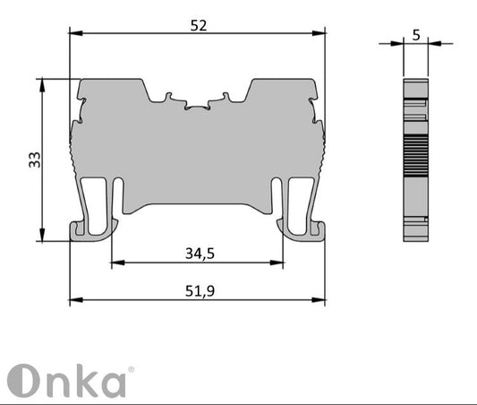 ONKA 1,5mm2 oprugna spojka za DIN šinu svornica Terminal na DIN šinu 2-žična plava, 1020005