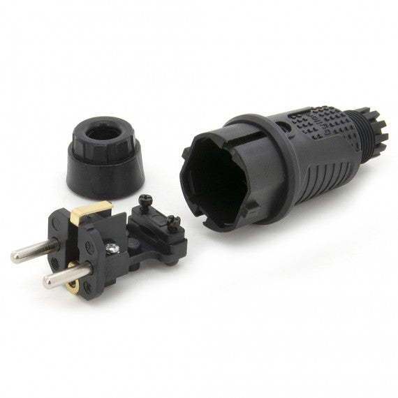 Crni gumeni utikač IP54, 250v 16a za kabel, Uni-Schuko (dvostruko uzemljenje), 2P+E, REF, Bylion
