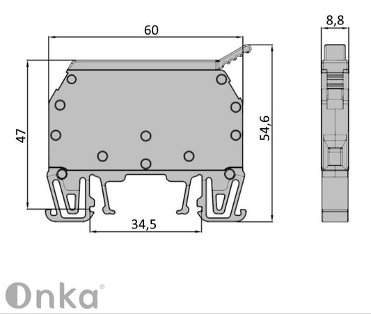 ONKA 6mm2 vijčana svorka za osigurač (osigurač není uključen) siva, 1010241