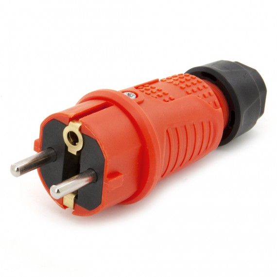 Narančasti gumeni utikač IP54, za kabel, dvostruko uzemljenje, 2P+Z, REF-O ,&nbsp;16 ampera 250 volti, proizvođač Bylion