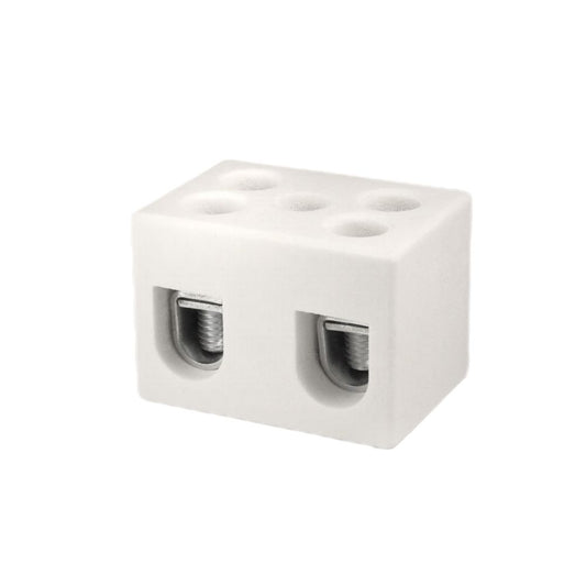 ONKA 25mm2 2-channel Steatite / Porcelain / Ceramic connector, white fixture for 2 rails