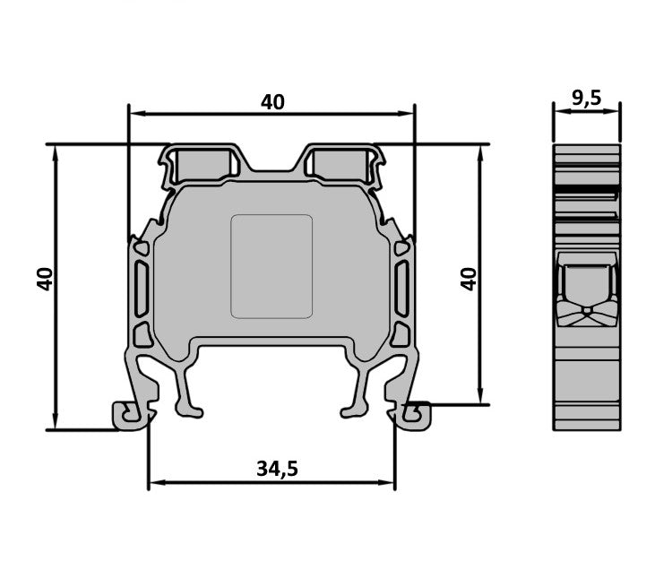 ONKA 10mm2 Screw connector for rail terminal for DIN rail 2-wire gray, 1010042
