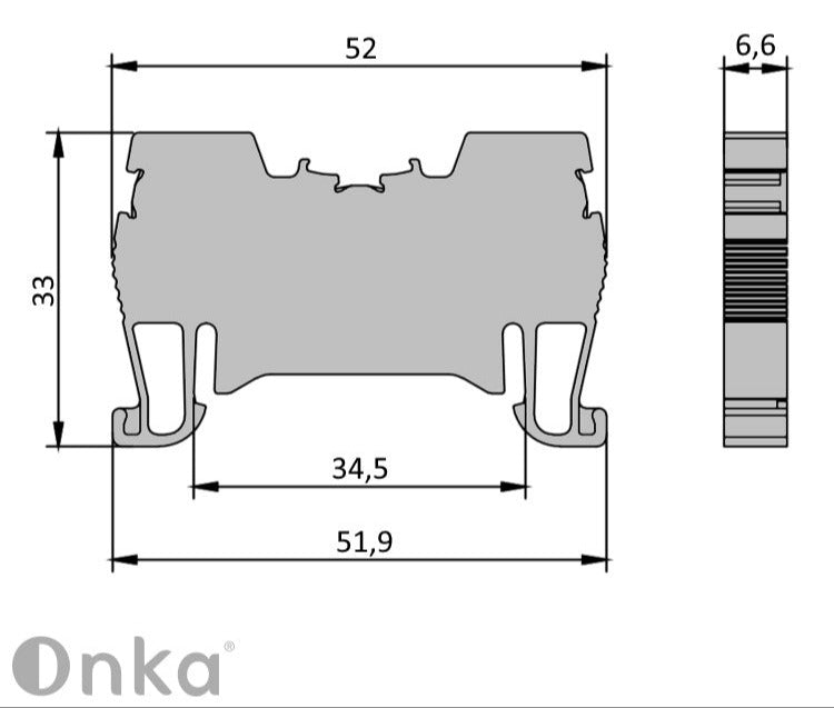 ONKA 4mm2 oprugna tračna spojka svorka Terminal za DIN šinu 2-žilni plavi, 1020027