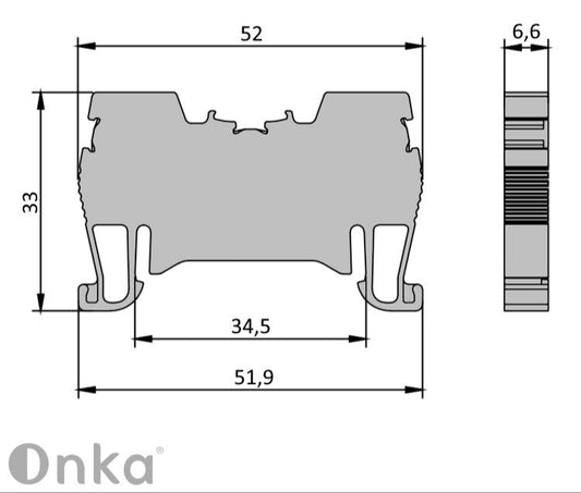 ONKA 4mm2 oprugna tračna spojka svorka Terminal za DIN šinu 2-žilni plavi, 1020027