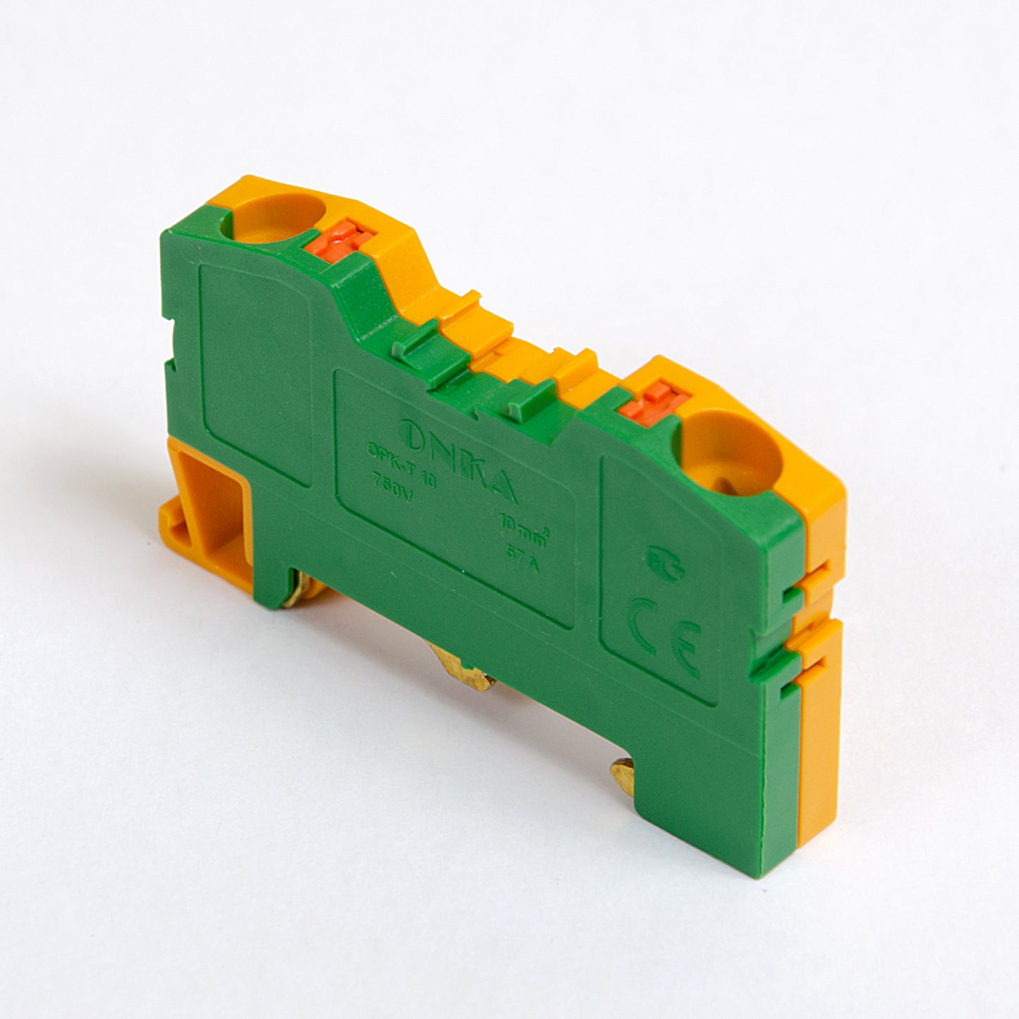 ONKA 10mm2 PE spring collecting connector terminal for DIN rail 2-wire gray, 1020300