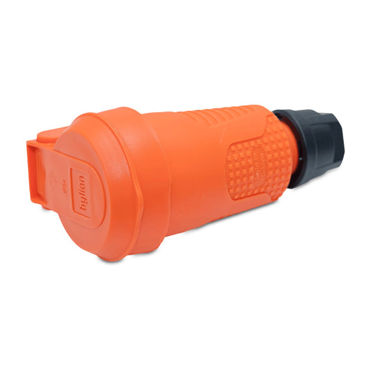 Narančasta hermetička gumena utičnica IP54 s poklopcem 2P+Z 16A 250V SCHUKO RDP-O-F Bylion