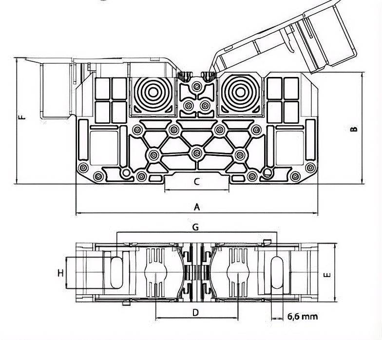 MRK 25 mm² terminalni blok za montažu na DIN šinu (s poklopcem)