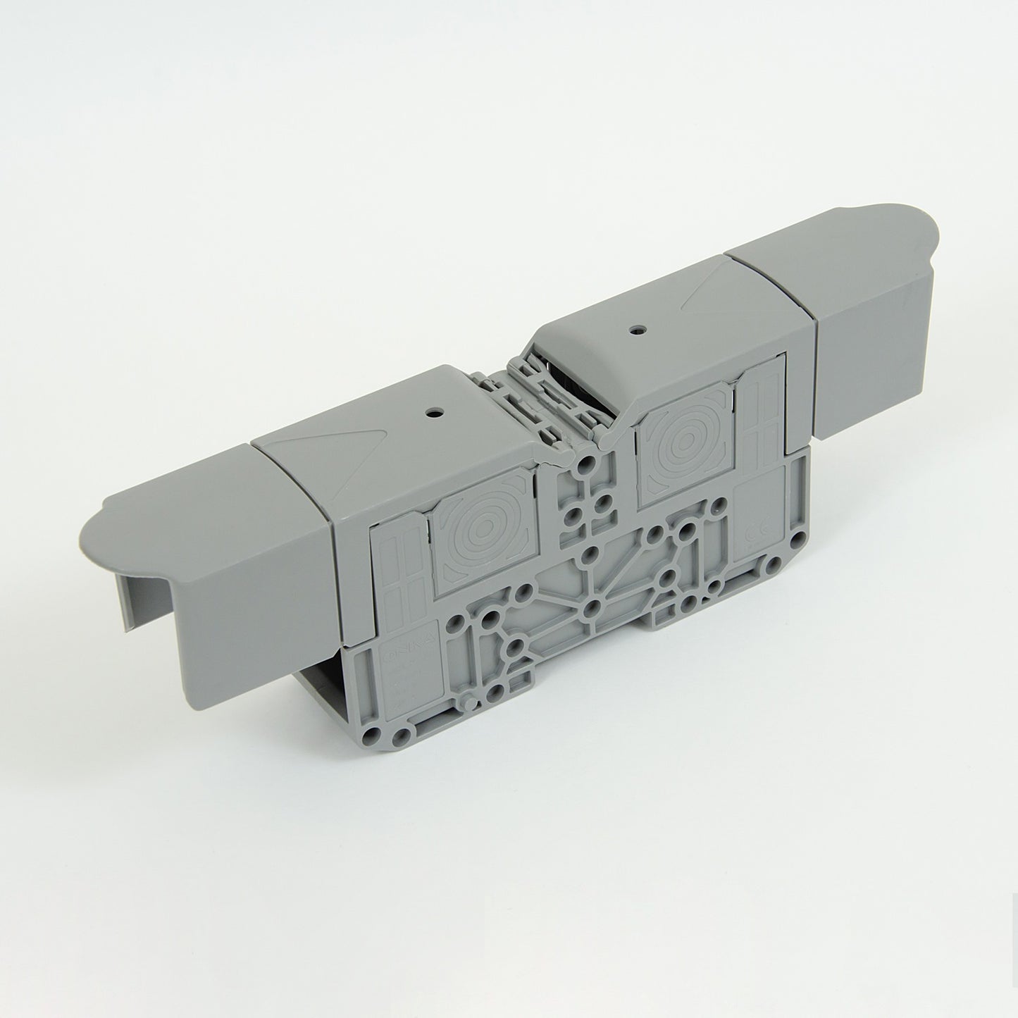 ONKA 120mm2 M10 Bolted busbar connector / terminal for DIN rail with protective cover, gray, 1030073