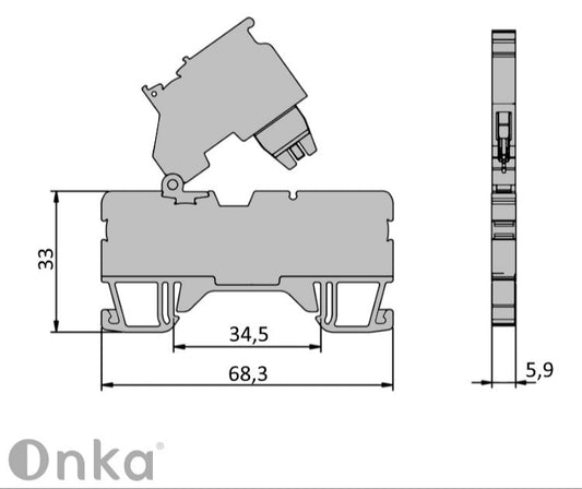 ONKA 2.5mm2 opružni vijčani priključak osiguračke stezaljke (osigurač nije uključen) siva, 1020223