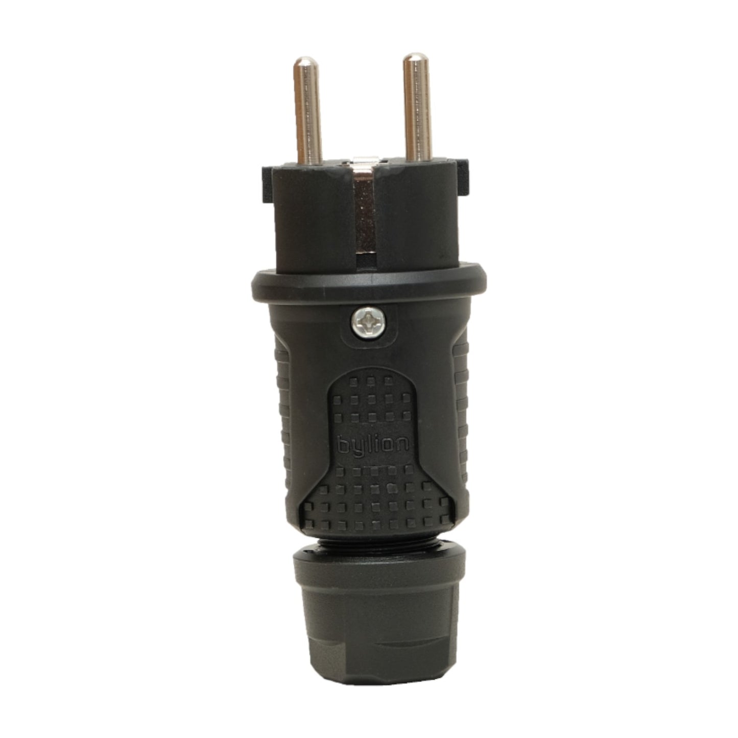 Crni gumeni utikač IP54, 250v 16a za kabel, Uni-Schuko (dvostruko uzemljenje), 2P+E, REF, Bylion